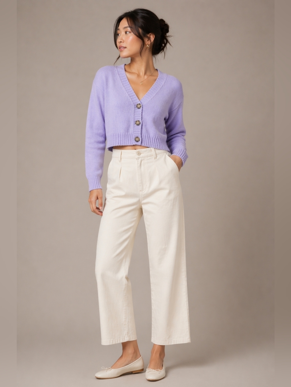 Urban Outfitters, Lavender Cropped Cardigan Sweater, Size XS